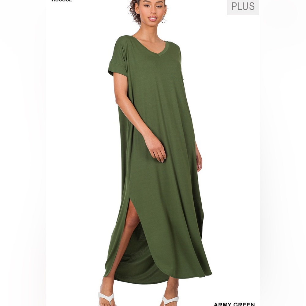 BN Zenana Premium V Neck Short Sleeve Maxi Dress Size Various - Picture 5 of 12